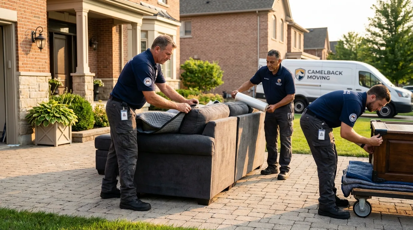 Large estate moving crew wrapping furniture in Sanderson, TX